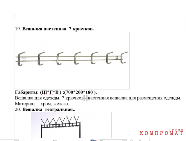 Вешалка в техническом задании закупки